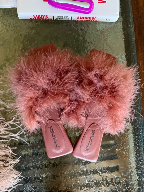 Jeffrey Campbell Shoes - Jeffrey Campbell Coral Pink Feather Slide Sandals